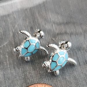 Silver Turtle Earrings